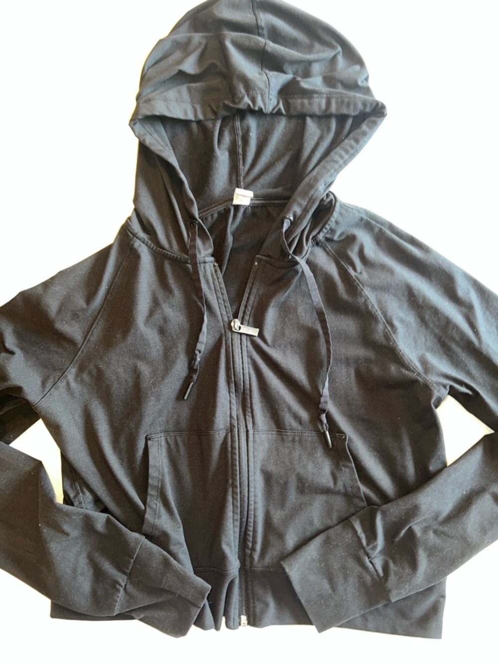 Lux Black Long Sleeve Zip-Up Hoodie